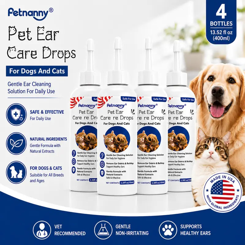 PetNanny Hypoallergenic Dog Ear and Skin Relief Drops - 120ml Yeast Infection Treatment, Itch Relief, Daily Ear Care for Puppies and Dogs, Promotes Healthy Skin