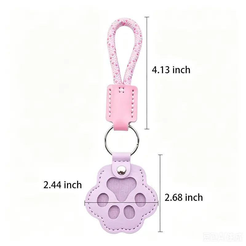 HOLDNEAR Leather Pet Paw Keepsake Keychain with Rope Lanyard - Memorial Charm for Dog and Cat Loss, Thoughtful Gift for Pet Parents and Animal Lovers
