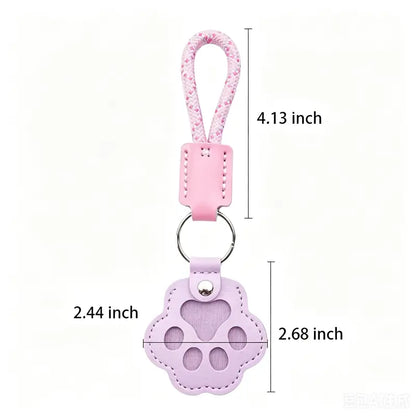 HOLDNEAR Leather Pet Paw Keepsake Keychain with Rope Lanyard - Memorial Charm for Dog and Cat Loss, Thoughtful Gift for Pet Parents and Animal Lovers