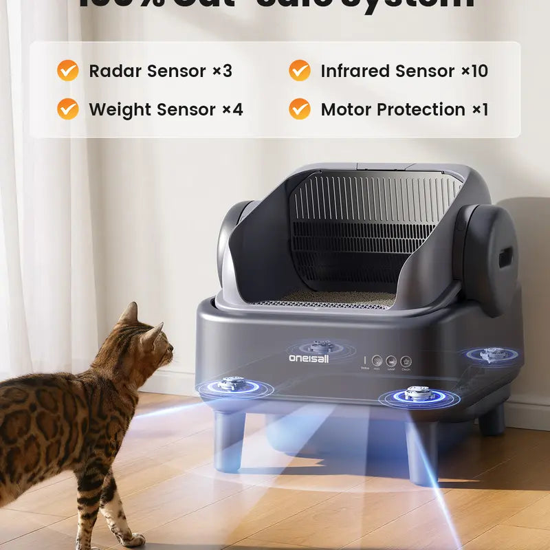 Sohochic Oneisall Smart Self-Cleaning Litter Box with Open-Top Design, APP Remote Control, and 11L Waste Drawer for Large Cats