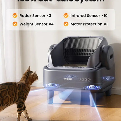 Sohochic Oneisall Smart Self-Cleaning Litter Box with Open-Top Design, APP Remote Control, and 11L Waste Drawer for Large Cats