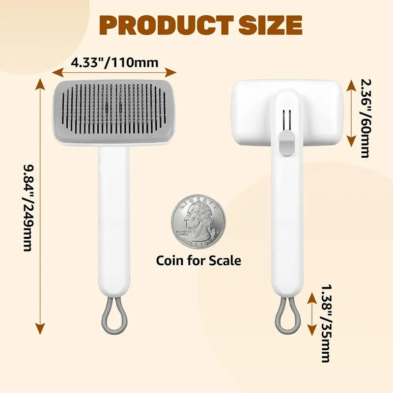 Self-Cleaning Deshedding Slicker Comb for Dogs and Cats - One-Click Release Grooming Brush for Effective Shed Control and Easy Maintenance
