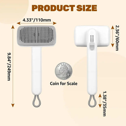 Self-Cleaning Deshedding Slicker Comb for Dogs and Cats - One-Click Release Grooming Brush for Effective Shed Control and Easy Maintenance
