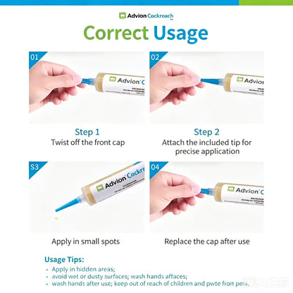 Advion Cockroach Gel Bait - 4 Tubes (30g Each) with Plungers and Tips for Effective Indoor and Outdoor Pest Control of American, German, and Other Cockroach Species
