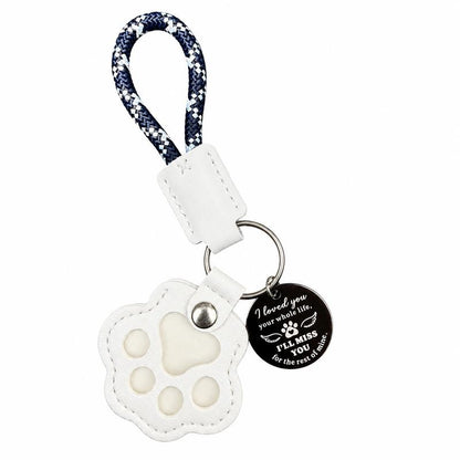 HOLDNEAR Leather Pet Paw Keepsake Keychain with Rope Lanyard - Memorial Charm for Dog and Cat Loss, Thoughtful Gift for Pet Parents and Animal Lovers