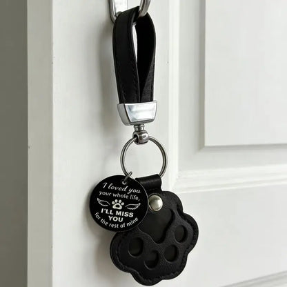 HOLDNEAR Leather Pet Paw Keepsake Keychain with Rope Lanyard - Memorial Charm for Dog and Cat Loss, Thoughtful Gift for Pet Parents and Animal Lovers