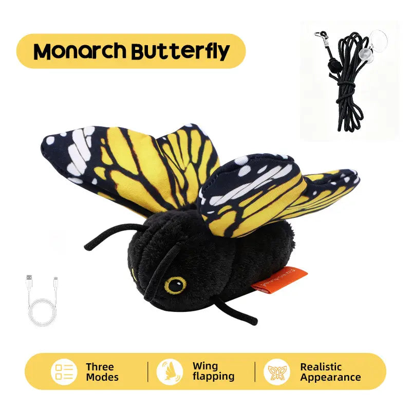Interactive Butterfly Cat Toy, Motion Activated & USB Rechargeable, Realistic Flapping Wings, Self-Play Teaser Toy for Indoor Cats & Kittens