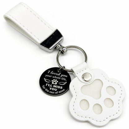 HOLDNEAR Leather Pet Paw Keepsake Keychain with Rope Lanyard - Memorial Charm for Dog and Cat Loss, Thoughtful Gift for Pet Parents and Animal Lovers