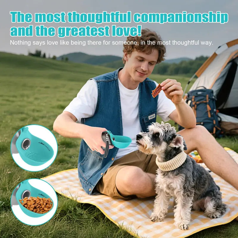 Lumikata 2-In-1 Portable Dog Water Bottle - 10Oz Stainless Steel, Silicone Foldable Bowl Mode, Leak-Proof Water Ball, Small Dog Walking & Pet Feeding Supplies, Water Bottles