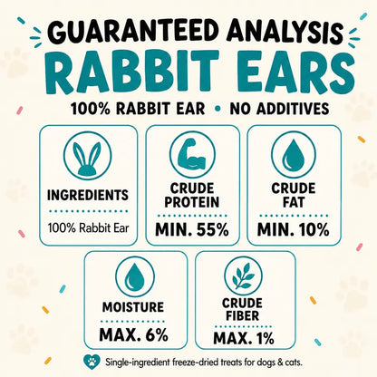 Sprankles Freeze-Dried Rabbit Ears Treats for Dogs and Cats, 3.5 Oz - High-Protein Single-Ingredient Chew