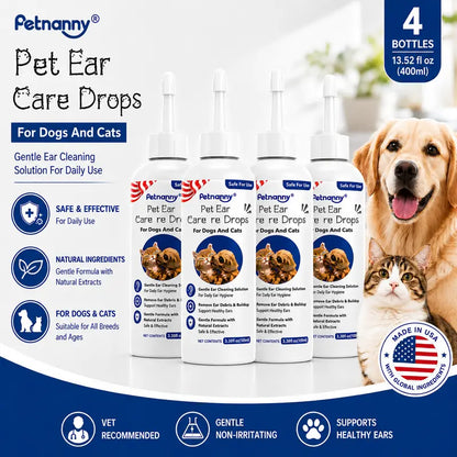 PetNanny Hypoallergenic Dog Ear and Skin Relief Drops - 120ml Yeast Infection Treatment, Itch Relief, Daily Ear Care for Puppies and Dogs, Promotes Healthy Skin