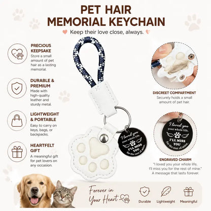 HOLDNEAR Leather Pet Paw Keepsake Keychain with Rope Lanyard - Memorial Charm for Dog and Cat Loss, Thoughtful Gift for Pet Parents and Animal Lovers