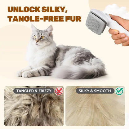 Self-Cleaning Deshedding Slicker Comb for Dogs and Cats - One-Click Release Grooming Brush for Effective Shed Control and Easy Maintenance