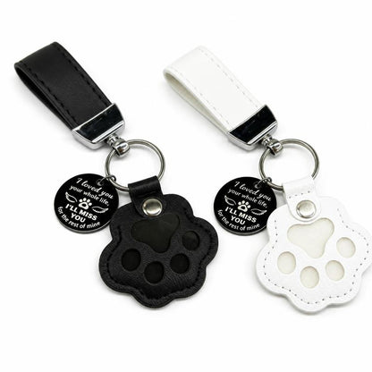 HOLDNEAR Leather Pet Paw Keepsake Keychain with Rope Lanyard - Memorial Charm for Dog and Cat Loss, Thoughtful Gift for Pet Parents and Animal Lovers