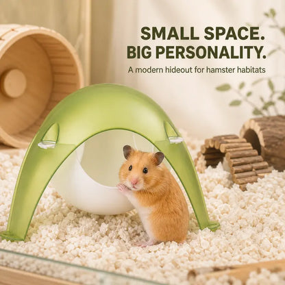 TUFFYUKI Translucent Plastic Hamster Hideout House - Cozy Pod with Wide Entrance and Stable Anti-Slip Feet for Dwarf and Syrian Hamsters