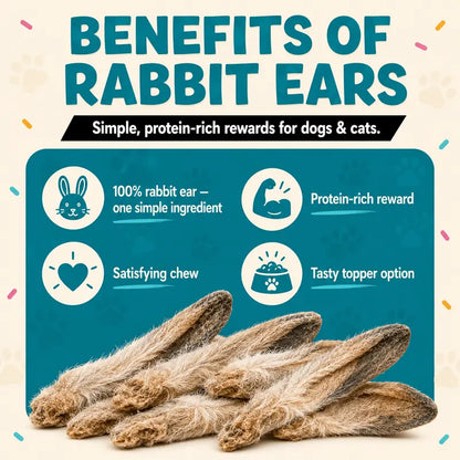 Sprankles Freeze-Dried Rabbit Ears Treats for Dogs and Cats, 3.5 Oz - High-Protein Single-Ingredient Chew