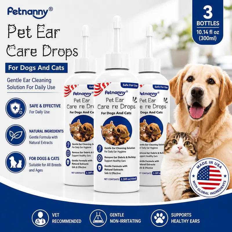 PetNanny Hypoallergenic Dog Ear and Skin Relief Drops - 120ml Yeast Infection Treatment, Itch Relief, Daily Ear Care for Puppies and Dogs, Promotes Healthy Skin