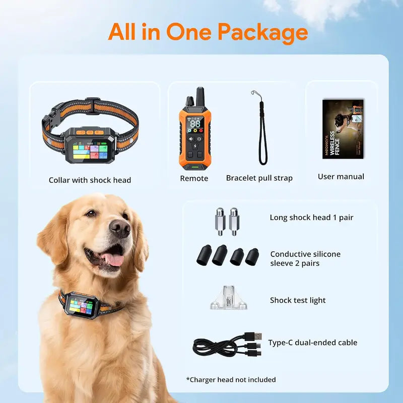 Meowant Wireless GPS Dog Fence System - Training Collar with Remote, Free App, 82-7000 Ft Range, 3 Training Modes, Waterproof LCD Collar for Dogs Over 10 lbs (Outdoor Use)