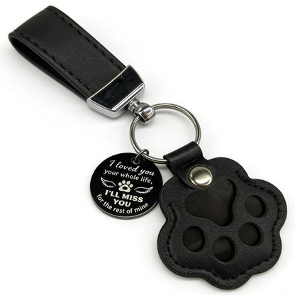 HOLDNEAR Leather Pet Paw Keepsake Keychain with Rope Lanyard - Memorial Charm for Dog and Cat Loss, Thoughtful Gift for Pet Parents and Animal Lovers