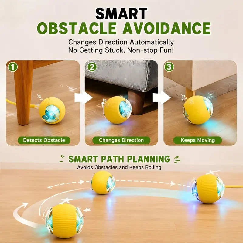 Interactive Smart Ball Dog Toy - Durable, Chew-Resistant, Automatic Obstacle Avoidance for Year-Round Indoor Exercise and Playtime