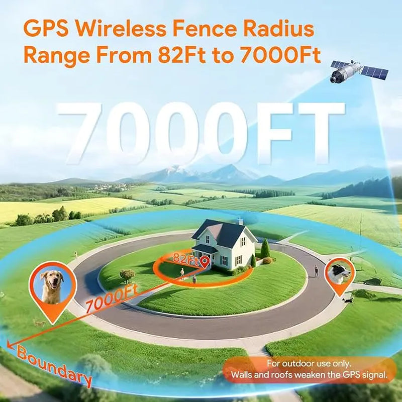 Meowant Wireless GPS Dog Fence System - Training Collar with Remote, Free App, 82-7000 Ft Range, 3 Training Modes, Waterproof LCD Collar for Dogs Over 10 lbs (Outdoor Use)