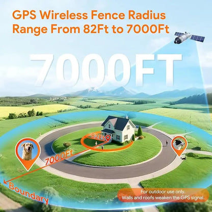 Meowant Wireless GPS Dog Fence System - Training Collar with Remote, Free App, 82-7000 Ft Range, 3 Training Modes, Waterproof LCD Collar for Dogs Over 10 lbs (Outdoor Use)