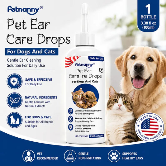 PetNanny Hypoallergenic Dog Ear and Skin Relief Drops - 120ml Yeast Infection Treatment, Itch Relief, Daily Ear Care for Puppies and Dogs, Promotes Healthy Skin