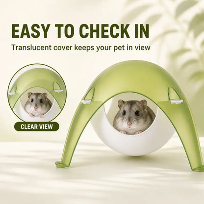 TUFFYUKI Translucent Plastic Hamster Hideout House - Cozy Pod with Wide Entrance and Stable Anti-Slip Feet for Dwarf and Syrian Hamsters
