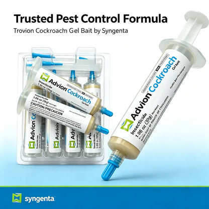 Advion Cockroach Gel Bait - 4 Tubes (30g Each) with Plungers and Tips for Effective Indoor and Outdoor Pest Control of American, German, and Other Cockroach Species